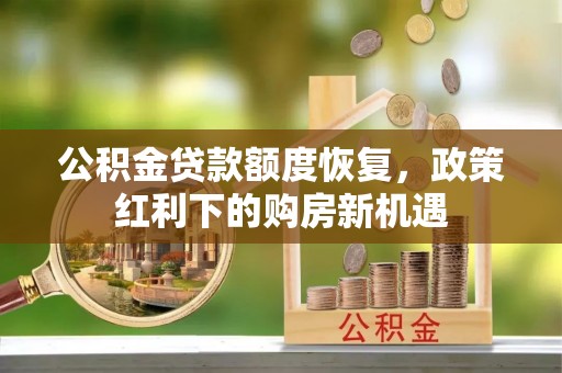 武宣公积金贷款额度恢复，政策红利下的购房新机遇