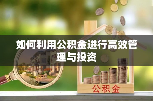 武宣如何利用公积金进行高效管理与投资